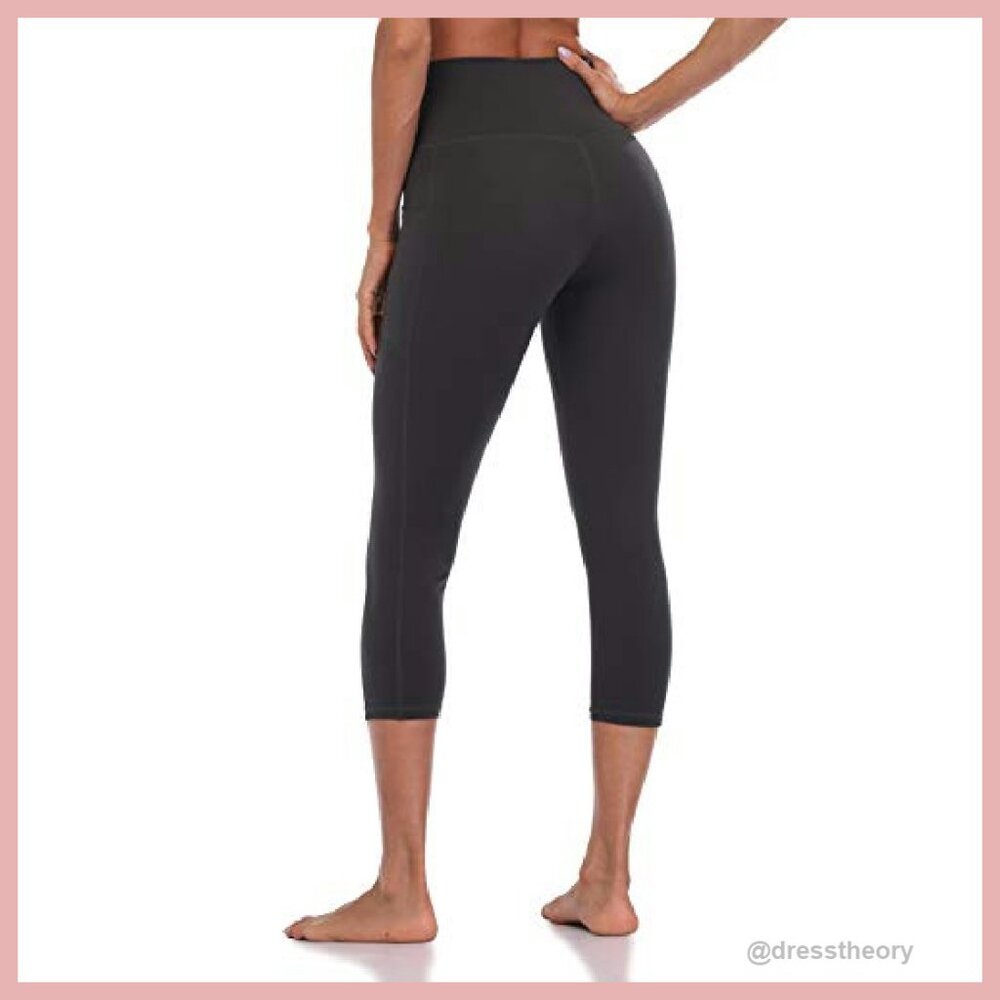 High Waisted Yoga Capris with Pockets, 21" Inseam Leggings - Picture 5 of 6